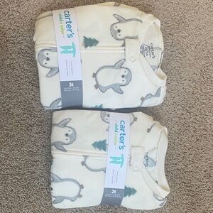 Carter's White Penguin and Tree Print Footie